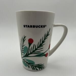 Starbucks Christmas Holiday 2020 Tall Ceramic 12 oz Mug Cup Holly Berry Pine